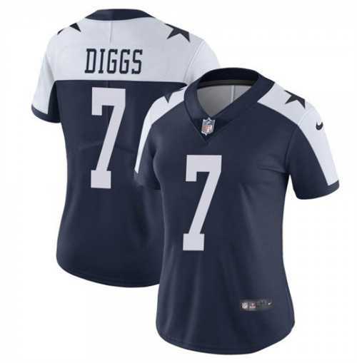 Women's Dallas Cowboys #7 Trevon Diggs Navy White Thanksgiving Limited Stitched Jersey Dzhi